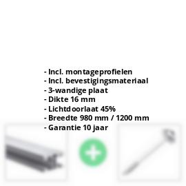Polycarbonaat kanaalplaat | 16 mm | Profiel ECO | Voordeelpakket | Plaatbreedte 980 mm | Opaal wit | Breedte 3,05 m | Lengte 2,00 m #2