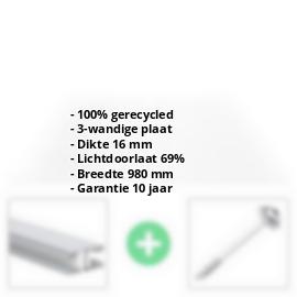 Polycarbonaat kanaalplaat | 16 mm | Profiel Mendig | Voordeelpakket | Plaatbreedte 980 mm | Helder | 2nd LIFE LINE | Breedte 3,09 m | Lengte 2,00 m #2