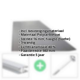 Polycarbonaat kanaalplaat | 16 mm | Profiel Mendig | Voordeelpakket | Plaatbreedte 980 mm | Antracietgrijs | Novalite | Breedte 3,09 m | Lengte 2,00 m #2