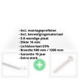 Polycarbonaat kanaalplaat | 16 mm | Profiel Zeven | Voordeelpakket | Plaatbreedte 980 mm | Helder | Extra sterk | Breedte 3,13 m | Lengte 2,00 m #2