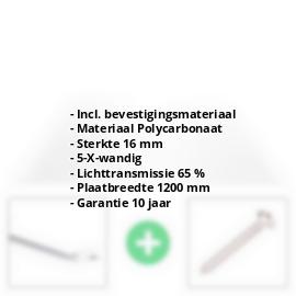 Polycarbonaat kanaalplaat | 16 mm | Profiel Zeven | Voordeelpakket | Plaatbreedte 1200 mm | Helder | Extra sterk | Breedte 3,79 m | Lengte 2,00 m #2