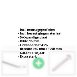 Polycarbonaat kanaalplaat | 16 mm | Profiel Zeven | Voordeelpakket | Plaatbreedte 980 mm | Opaal wit | Extra sterk | Breedte 3,13 m | Lengte 2,00 m #2