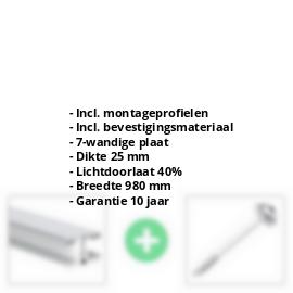 Polycarbonaat kanaalplaat | 25 mm | Profiel Mendig | Voordeelpakket | Plaatbreedte 980 mm | Opaal wit | Extra sterk | Breedte 3,10 m | Lengte 2,00 m #2