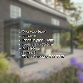 Glazen schuifdeuren | Voorkant | RAL 7016 | Breedte 3,00 m | Ruiten 3 | Glasbreedte 98 cm #2