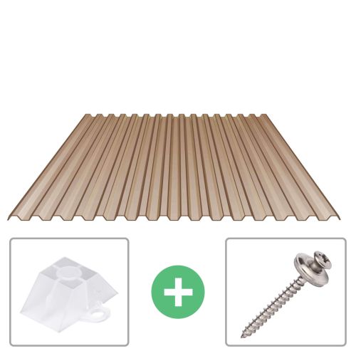 PVC damwandplaat | 70/18 | Voordeelpakket | 1,20 mm | Brons | Breedte 3,18 m | Lengte 2,00 m