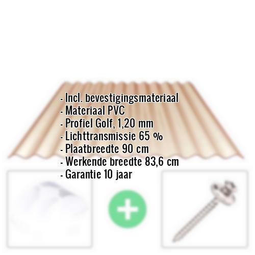 PVC golfplaat | 76/18 | Voordeelpakket 1,20 mm | Brons | Breedte 2,57 m |  Lengte 2,00 m