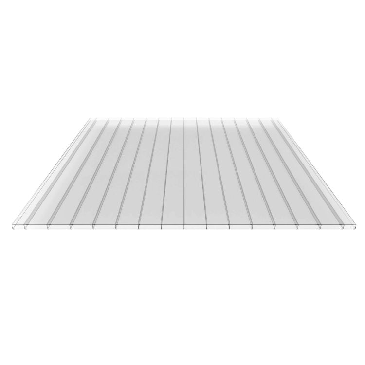 Polycarbonaat kanaalplaat | 16 mm | Breedte 980 mm | Glashelder | Dubbelzijdige UV-bescherming | Extra brede kanalen