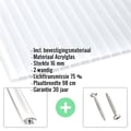 Acrylaat kanaalplaat | 16 mm | Profiel A4 | Voordeelpakket | Plaatbreedte 98 cm | Helder | Breedte 3,09 m | Lengte 2,00 m #2