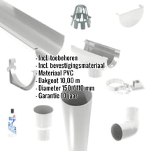 Kunststof dakgoot voordeelpakket 10,00 m | Ø 150/110 mm | Kleur grijs #2