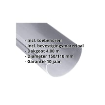 Kunststof dakgoot voordeelpakket 4 m | Ø 150/110 mm | Kleur grijs #2