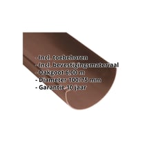 Kunststof dakgoot voordeelpakket 6 m | Ø 100/75 mm | Kleur bruin #2