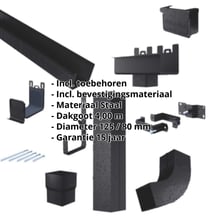 Stalen bakgoot voordeelpakket 4 m | Ø 125/80 mm | 9005 - Gitzwart #2