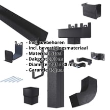 Stalen bakgoot voordeelpakket 8 m | Ø 125/80 mm | 9005 - Gitzwart #2