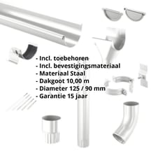 Stalen dakgoot voordeelpakket 10 m | Ø 125/90 mm | 9006 - Zilver-Metallic #2