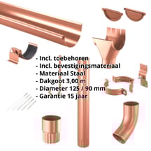 Stalen dakgoot voordeelpakket 3 m | Ø 125/90 mm | 8004 - Koperbruin #2