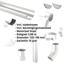 Stalen dakgoot voordeelpakket 3 m | Ø 125/90 mm | 9006 - Zilver-Metallic #2