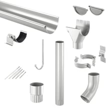 Stalen dakgoot voordeelpakket 3 m | Ø 125/90 mm | 9006 - Zilver-Metallic #1