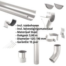Stalen dakgoot voordeelpakket 3 m | Ø 125/90 mm | 9007 - Grijs aluminiumkleurig #2