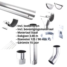 Stalen dakgoot voordeelpakket 3 m | Ø 125/90 mm | Verzinkt #2
