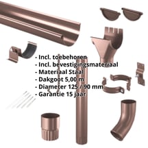 Stalen dakgoot voordeelpakket 5 m | Ø 125/90 mm | 8017 - Chocoladebruin #2