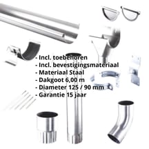 Stalen dakgoot voordeelpakket 6 m | Ø 125/90 mm | Verzinkt #2