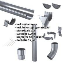 Stalen dakgoot voordeelpakket 8 m | Ø 125/90 mm | 7024 - Grafietgrijs #2