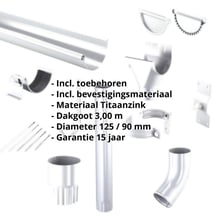 Titaanzink dakgoot voordeelpakket 3 m | Ø 125/90 mm #2
