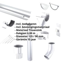 Titaanzink dakgoot voordeelpakket 6 m | Ø 125/90 mm #2