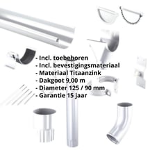 Titaanzink dakgoot voordeelpakket 9 m | Ø 125/90 mm #2