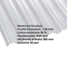 Acrylaat damwandplaat | 76/18 | 1,50 mm | Helder | 2000 mm #2