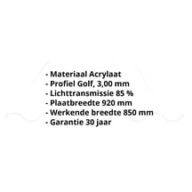 Acrylaat golfplaat | 177/51 Profiel 5 | 3,00 mm | Helder | 3100 mm #2