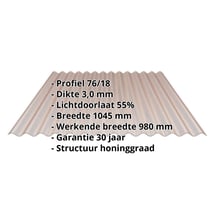 Acrylaat golfplaat | 76/18 | 3,00 mm | Brons | Honingraatstructuur | 2000 mm #2