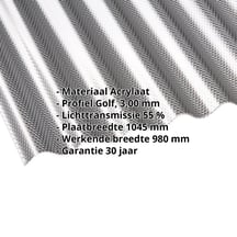 Acrylaat golfplaat | 76/18 | 3,00 mm | Grafiet | Honingraatstructuur | 2000 mm #2