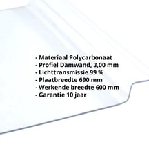 Polycarbonaat damwandplaat EZ Glaze | 40/600 | 3,00 mm | Helder | 3000 mm #2