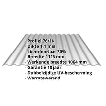Polycarbonaat golfplaat | 76/18 | 1,10 mm | Zilvergrijs | Dubbelzijdige UV-bescherming | Warmtewerend | 6000 mm #2