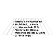 Polycarbonaat golfplaat | 76/18 | 1,40 mm | Helder | C-Structuur | 2000 mm #2