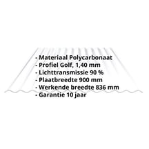 Polycarbonaat golfplaat | 76/18 | 1,40 mm | Helder | 2000 mm #2