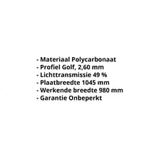 Polycarbonaat golfplaat | 76/18 | 2,60 mm | Opaal wit | Honingraatstructuur | 2000 mm #2