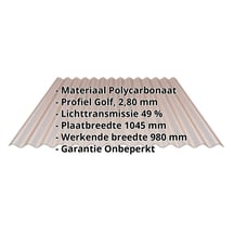 Polycarbonaat golfplaat | 76/18 | 2,80 mm | Brons | Honingraatstructuur | 2000 mm #2