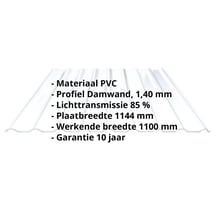 PVC damwandplaat | 20/1100 | 1,40 mm | Helder, licht blauw getint | Dak | 2000 mm #2
