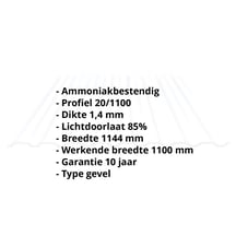 PVC damwandplaat | 20/1100 | 1,40 mm | Helder, licht blauw getint | Wand | 4500 mm #2