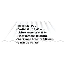 PVC golfplaat | 130/30 | Profiel 8 | 1,40 mm | Helder, licht blauw getint | 2000 mm #2