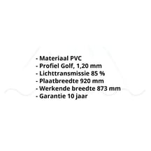 PVC golfplaat | 177/51 | Profiel 5 | 1,20 mm | Helder, licht blauw getint | 2000 mm #2