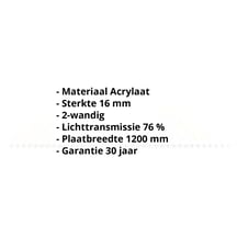Acrylaat kanaalplaat | 16 mm Breedte 1200 mm | Opaal wit | 2000 mm Acrylaat kanaalplaat | 16 mm | Breedte 1200 mm | Opaal wit | 2000 mm #2