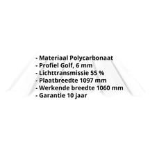 Polycarbonaat golfplaat 3-wandig | 177/51 | 6,00 mm | Opaal wit | 4900 mm #2