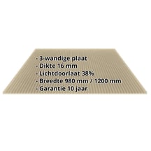 Polycarbonaat kanaalplaat | 16 mm | Breedte 980 mm | Brons | 2500 mm #2