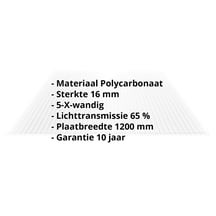 Polycarbonaat kanaalplaat | 16 mm | Breedte 1200 mm | Helder | Extra sterk | 2500 mm #2