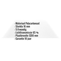 Polycarbonaat kanaalplaat | 16 mm | Breedte 1,20 m | Helder | X-Structuur | 2,00 m #2