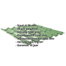 Dakpanplaat 2/1060 | Anti-Drup 1000 g/m² | Staal 0,50 mm | 25 µm Polyester | 6002 - Loofgroen #2