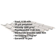 Dakpanplaat 2/1060 | Anti-Drup 1000 g/m² | Staal 0,50 mm | 25 µm Polyester | 7035 - Lichtgrijs #2